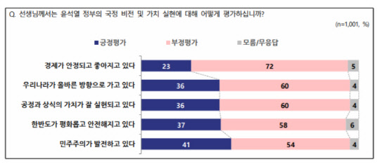 윤석열 정부 비전 및 가치실현 평가. NBS 제공